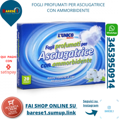 FOGLI PROFUMATI DEODORANTE PER ASCIUGATRICE, 20 PZ.